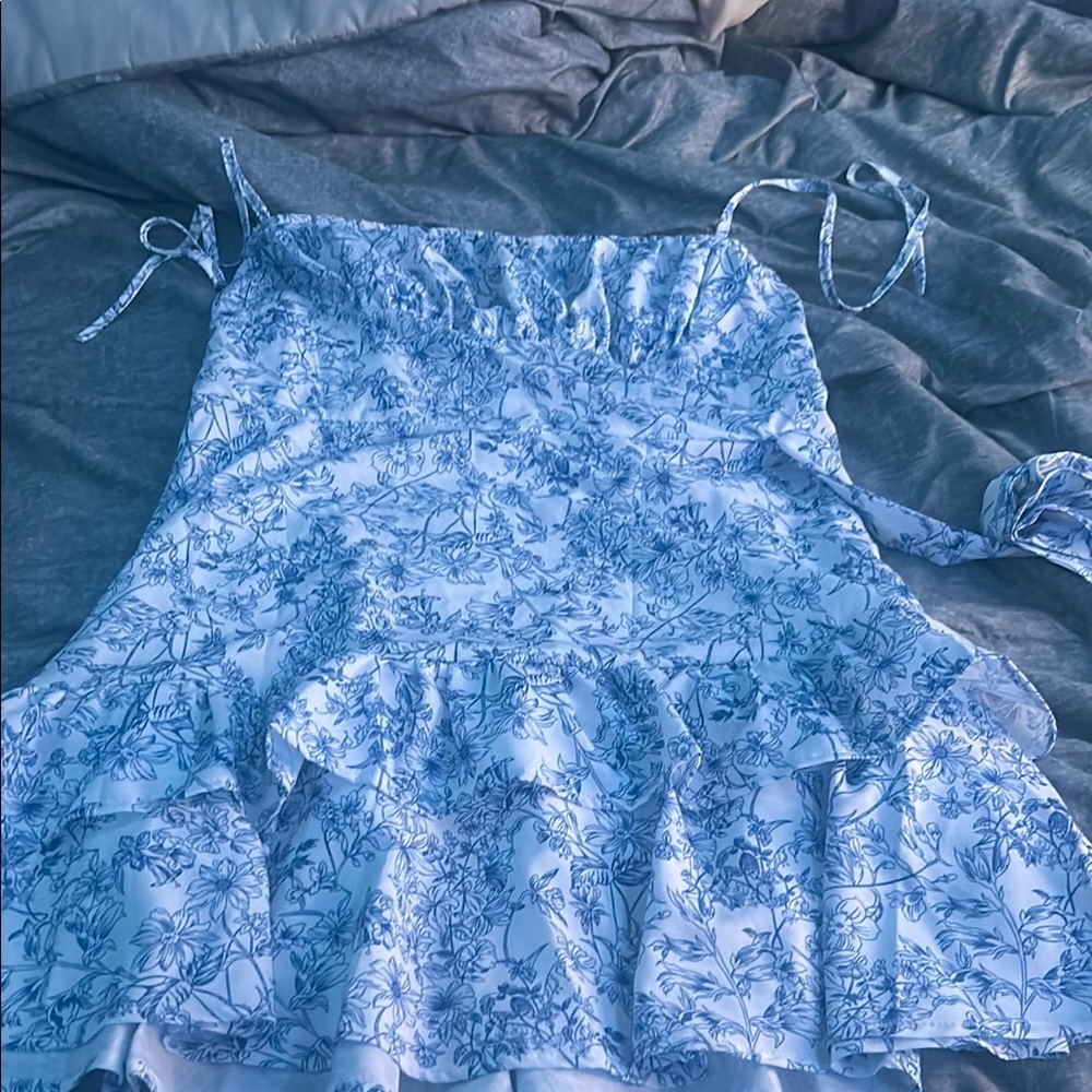 Floral Blue and White Dress
